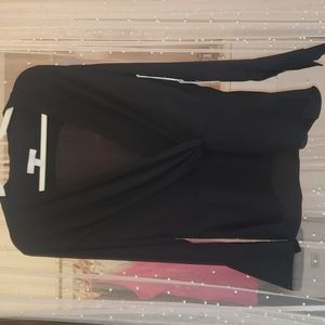 Black faux wrap blouse